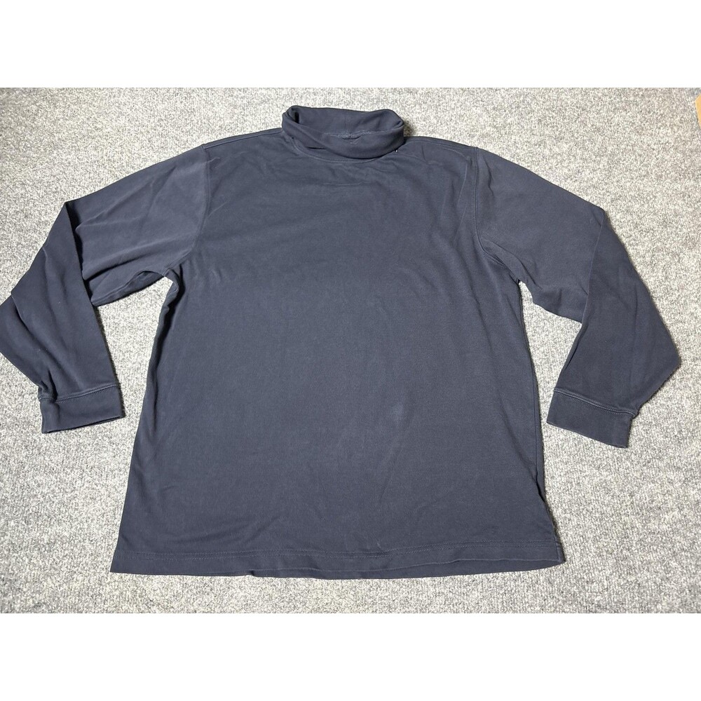 L.L. Bean Shirt Mens L Blue Turtleneck Long Sleeve Cotton Jersey Tagless